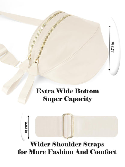 Pure Colour Crossbody Bag Bum Bag for Women,Spacious Purse Fanny Packs Belt Bag,Oversized Bum Bag (Colour Bum Bag-Beige)