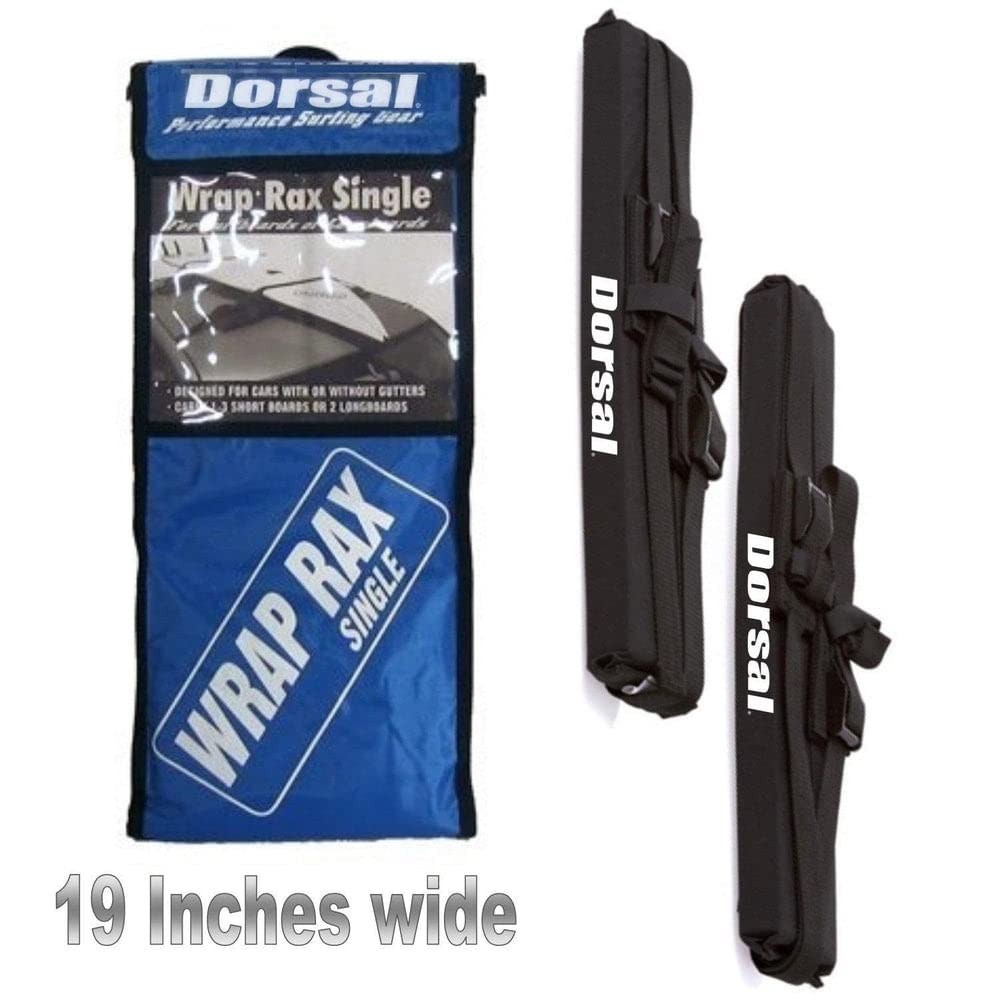 Dorsal Universal Soft Roof Rack Pads for Surfboard Kayak SUPs with Car Tie Down Straps and Storage Bag - Pack of 2 Polyester 20" Inch Black