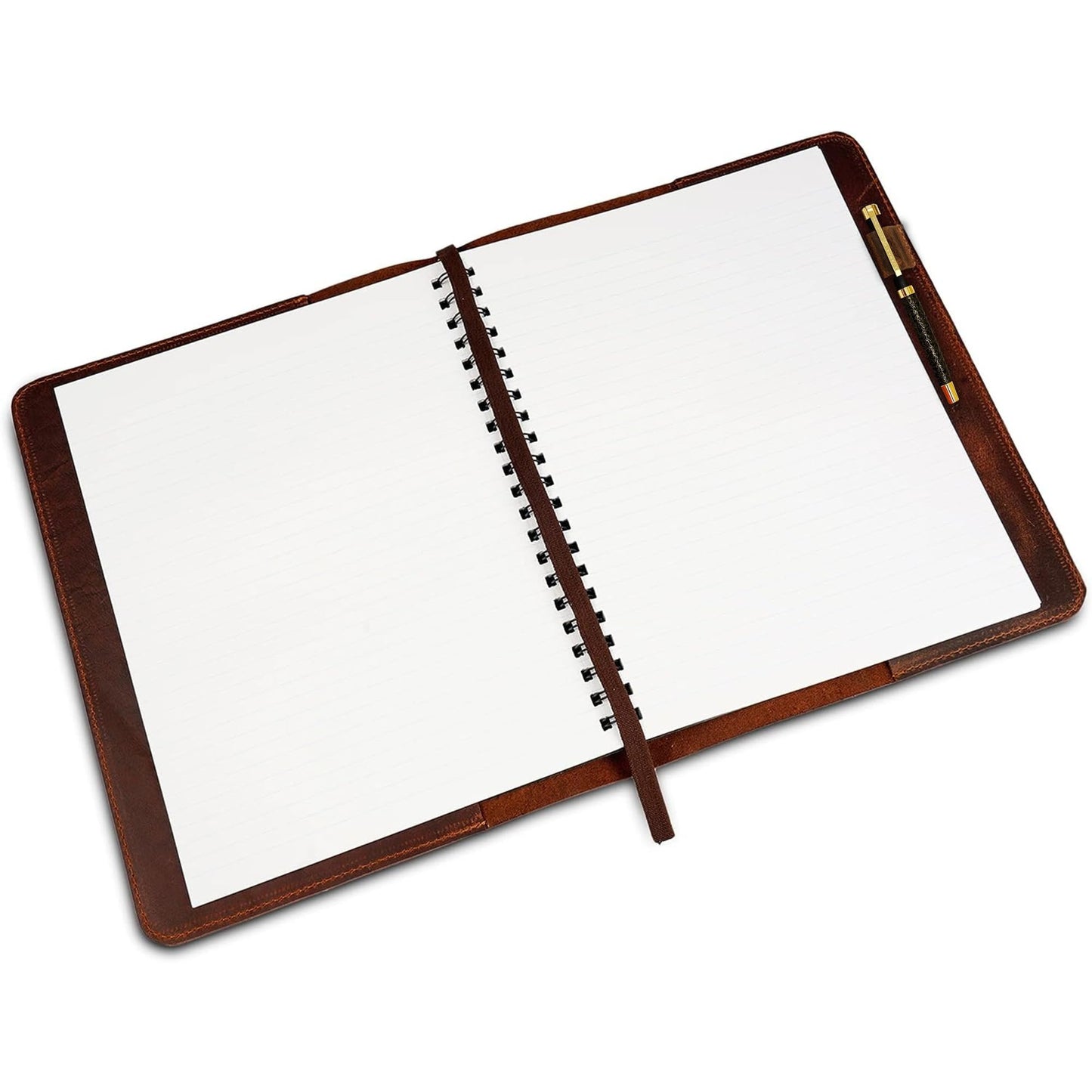 CestAntiQ, Heavy Duty Full Grain Leather Journal Cover (8.5 x 11 in.), Refillable Cahier XXL, Refillable Spiral Notebook (8.5 x 11 in.), Handmade Leather Journal Cover (Brown)