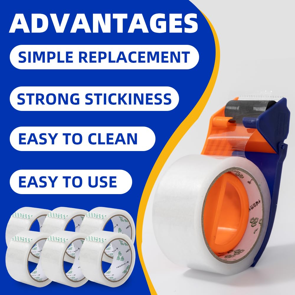 Clear Packing Tape with Dispenser – 6 Rolls,Heavy Duty Packaging Tape for Packing, Shipping & Moving, Effortless Sealing, 1.88" x 56 yd