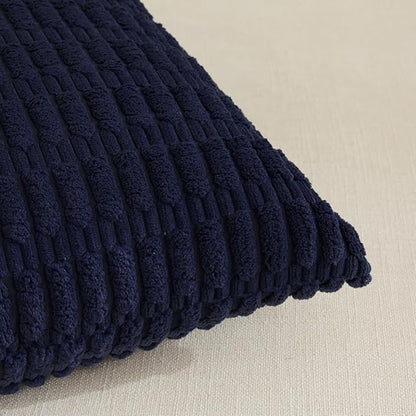 Fancy Homi Navy Blue Lumbar Decorative Throw Pillow Covers 12x20 Inch for Living Room Couch Bedroom, Soft Corduroy Rectangle Solid Cushion Case 30x50 cm, Rustic Farmhouse Boho Home Decor