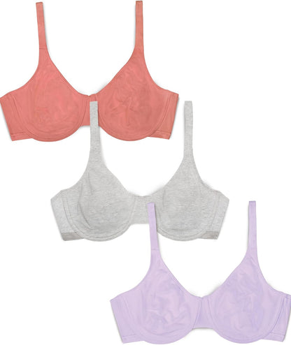 Fruit of the Loom Women's Multi-Pack Unlined Underwire Cotton Bra