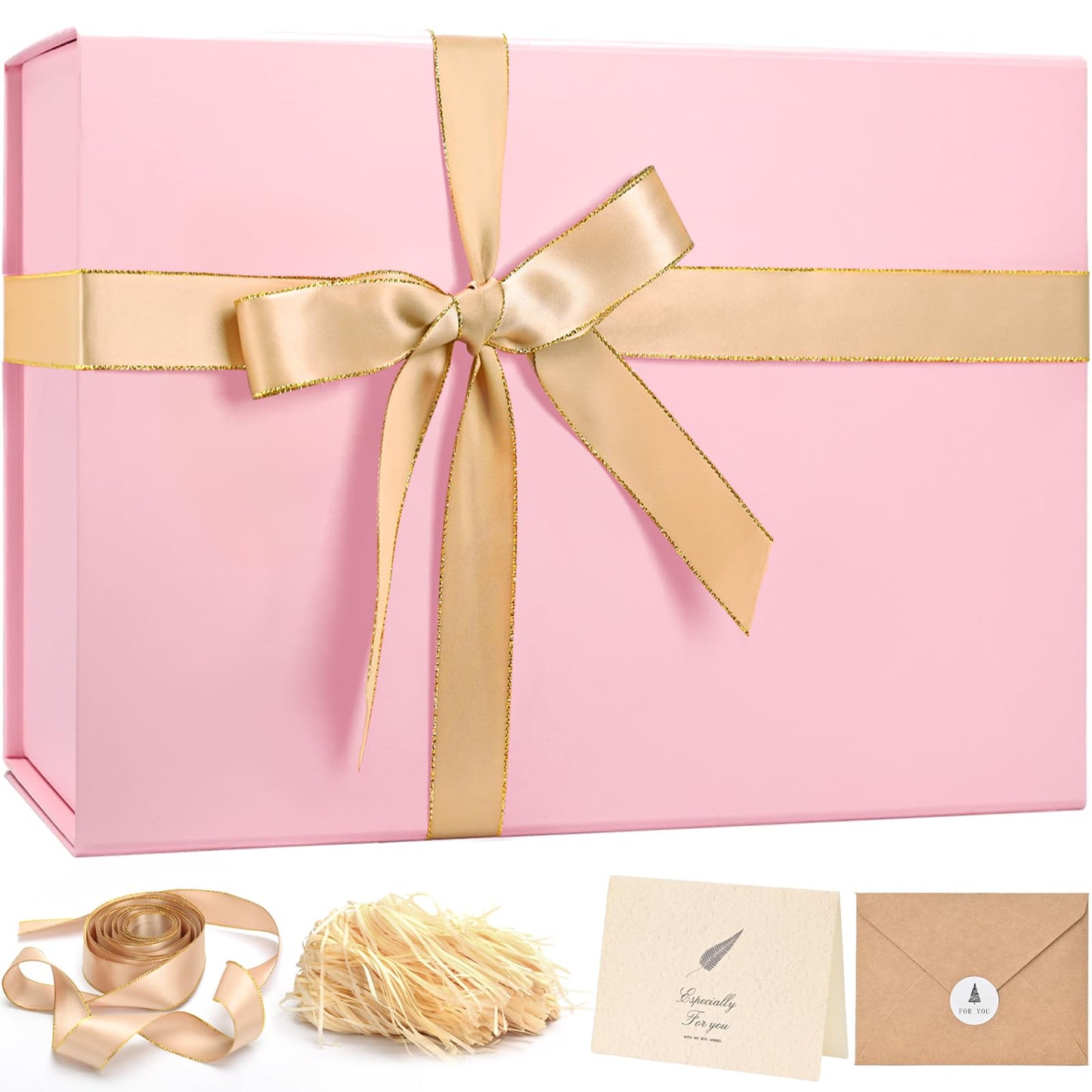 LIFELUM Large Gift Box 14"x8.5"x4.5" Christmas Gift Boxes for Presents for Anniversary Wedding Birthday,Gift boxes with Shredded Filler Card Ribbon