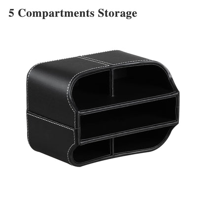 YAPISHI Leather Remote Control Holder, 360 Degree Spinning Desk TV Remote Caddy/Box,Bedside Table Organizer for Controller, Media, Mail, Calculator, Mobile Phone and Pen Storage