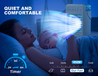 Portable Air Conditioners, Personal Air Cooler Humidifier with 4 Speeds, 7 Colors Light, 600ML Water Tank, Mini Personal Air Conditioner Fan, USB Quiet Air Cooler for Home, Office, Bedroom