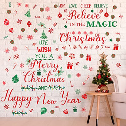 6 Sheets Christmas Wall Decals Peppermint Candy Gingerbread Man Christmas Wall Stickers Candy Cane Candyland Christmas Window Clings for Outdoor Indoor(Snowflake)