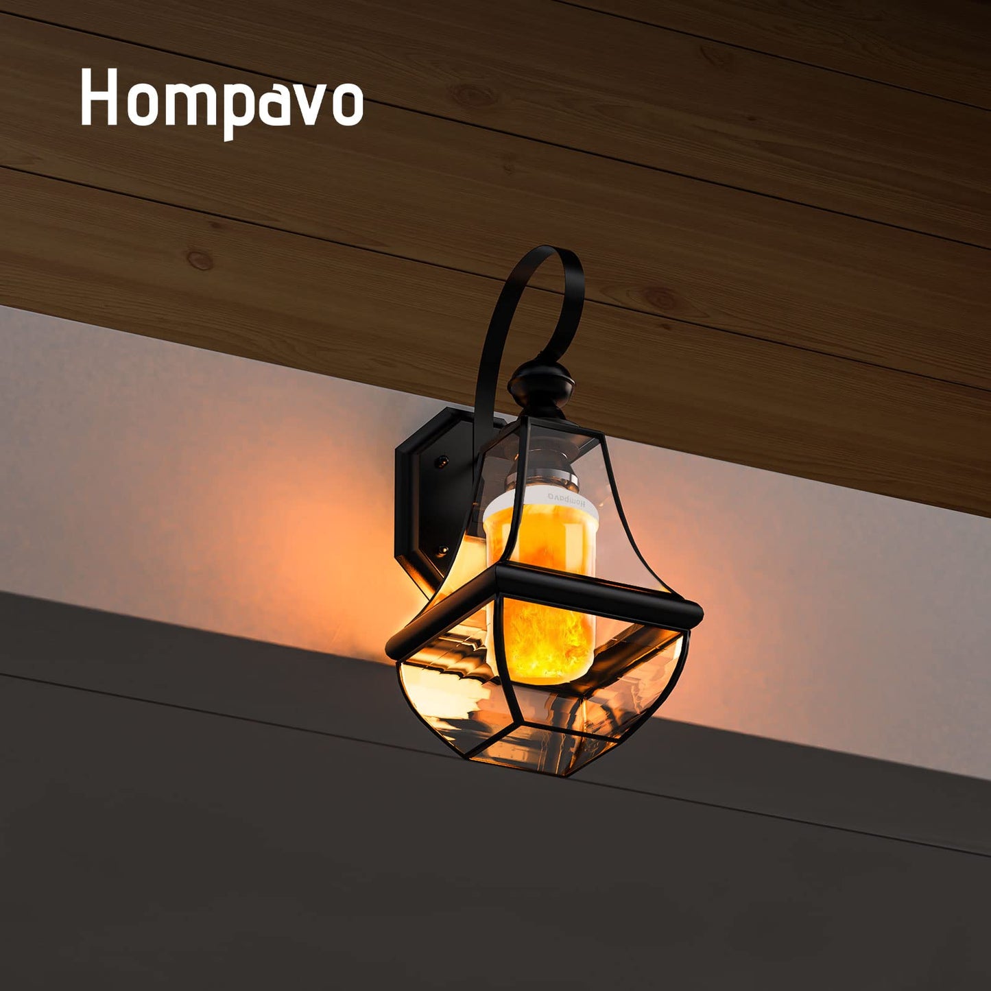 Hompavo 【Upgraded】 LED Flame Light Bulbs, 4 Modes Flickering Light Bulbs with Upside Down Effect, E26/E27 Base Flame Bulb for Halloween, Christmas, Indoor and Outdoor Decoration (White-2 Pack)