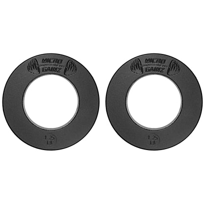 Micro Gainz Calibrated Fractional Weight Plate Set of 2 Plates, Choose Set (.25LB-1.25LB), Designed for Olympic Barbells for Strength Training & Micro Loading Bar Weights, Made in USA (1.25lb Black)