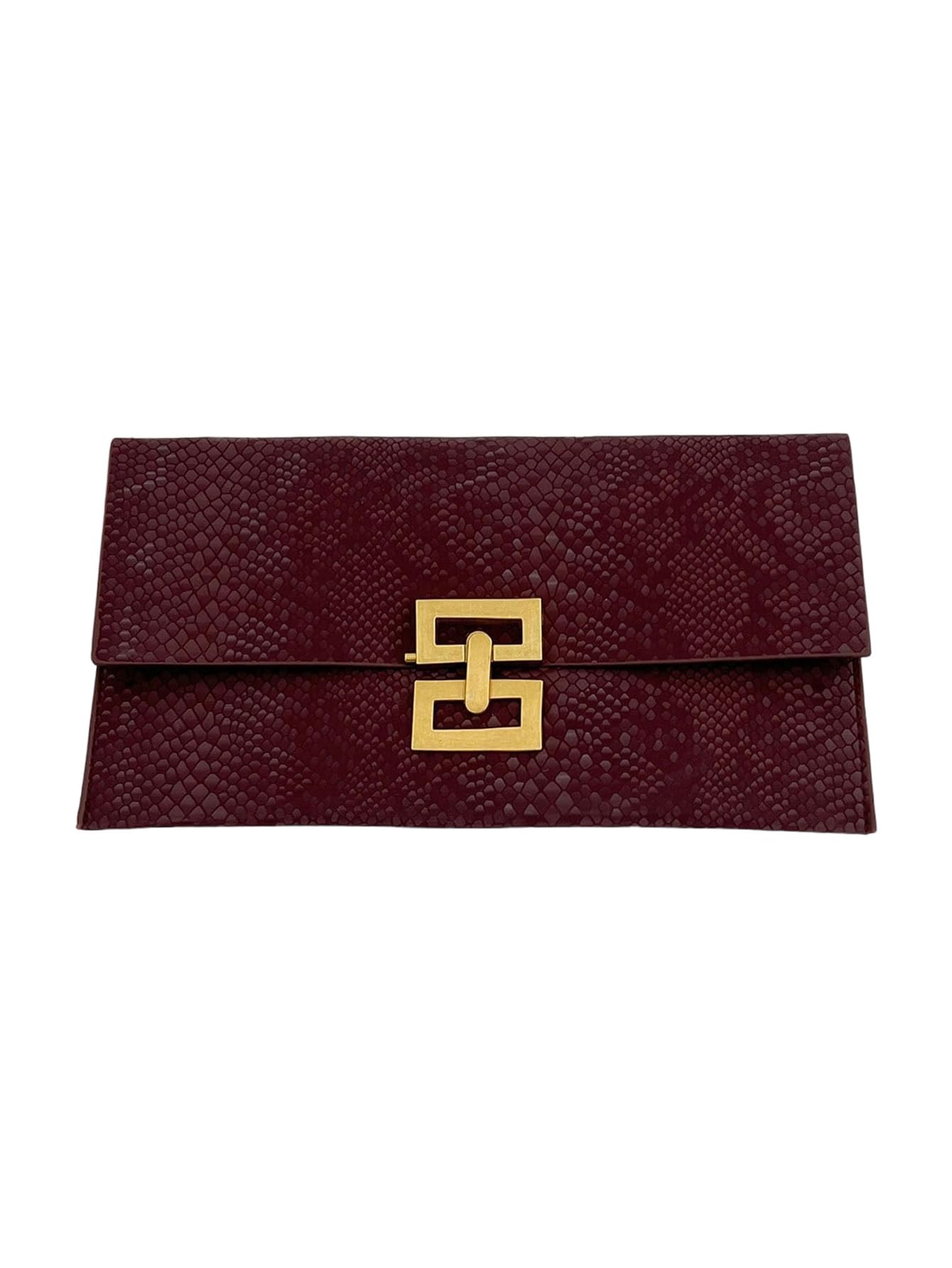 Verdusa Women's Clutch Evening Bags Trendy Envelope Handbags Metallic Purses Burgundy C One Size