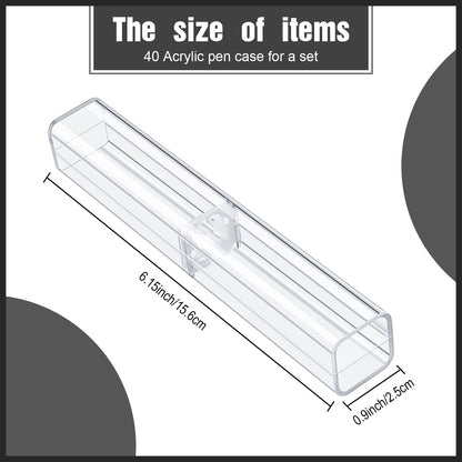 Spakon 40 Pieces Pen Gift Boxes, Acrylic Plastic Pen Cases Storage Plastic Pencil Box Case Transparent Pencil Container for Student School Office Supply