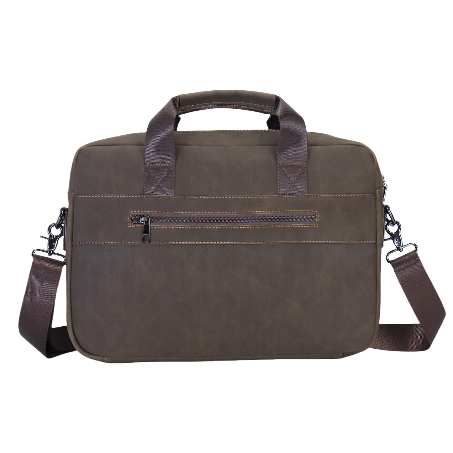 14" Roomy/15.6" Compact Laptop Messenger Bag for Men, Vintage Faux Leather Briefcase - Crossbody Business Travel Satchel (B Coffee)