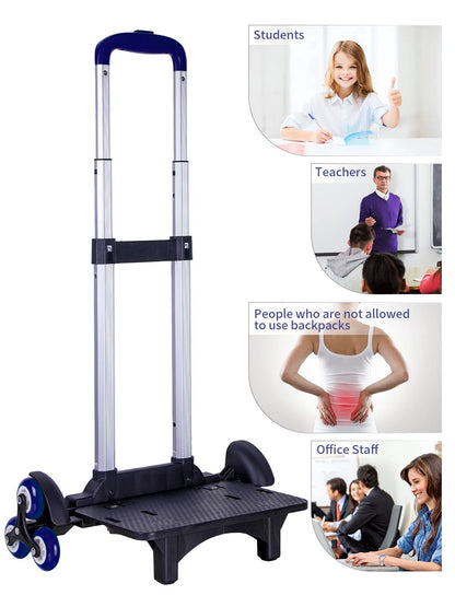 PROTAURI Backpack Trolley with 6 Wheels can Climb Stair, Foldable Rolling Luggage Cart, Adults/Student/Kid's Roller Attachment for School Bags/Backpacks