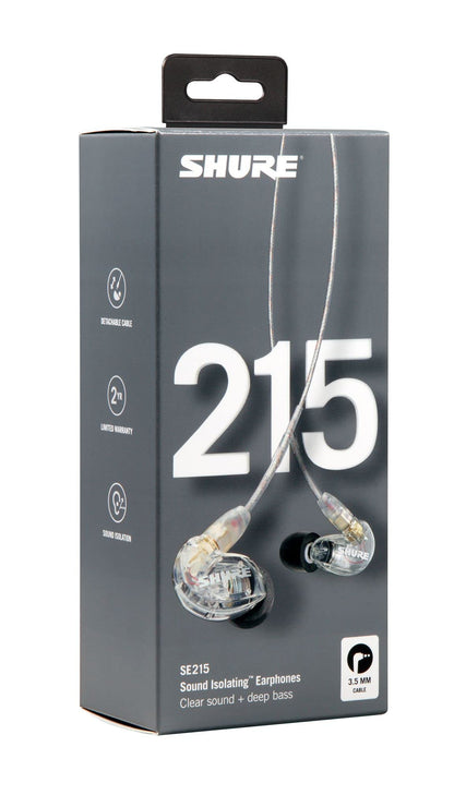 Shure SE215 PRO Wired Earbuds, Professional Sound Isolating Earphones with Clear Sound and Deep Bass, Single Dynamic MicroDriver, Secure In-Ear Design, Includes Carrying Case and Ear Tip Kit, Clear (SE215-CL)