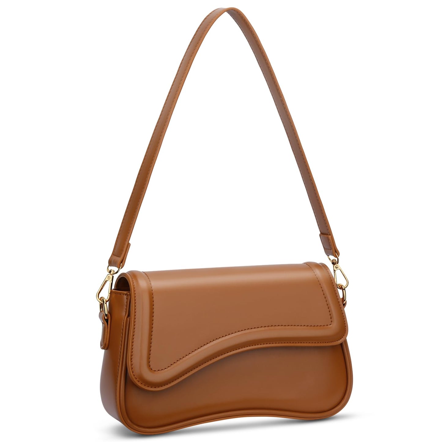 KKXIU Shoulder Bag for Women Small Clutch Purses Cute Hobo Handbag Trendy Underarm Bag-Brown