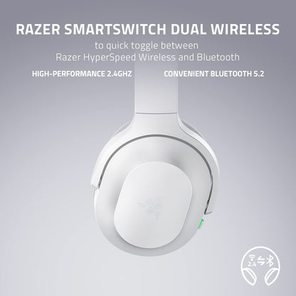 Razer Barracuda Wireless Gaming & Mobile Headset (PC, PlayStation, Switch 2, Android, iOS): 2.4GHz Wireless + Bluetooth - Integrated Noise-Cancelling Mic - 50mm Drivers - 40 Hr Battery - Mercury White
