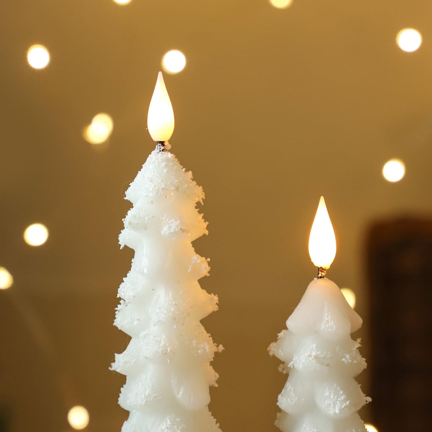 MUMCHASI 4 Pcs Flameless Candles with Remote, Christmas Tree Candles, Battery Operated Candlestick, Flickering LED Christmas Window Candles Real Wax Taper Candlesticks White