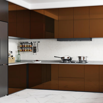 WESTICK Glossy Brown Mirror Stickers Self Adhesive Flexible Mirror Film Peel and Stick Mirrors Contact Paper Tawny Metallic Permanent Vinyl Wrap for Cabinets Appliances Shelf Liner DIY Decor 15.8"X80"