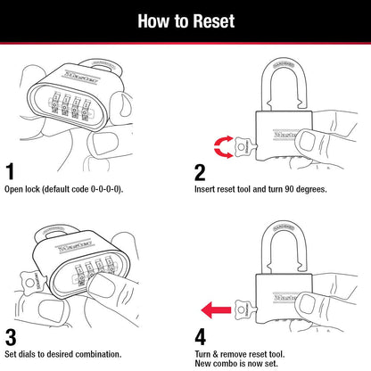 Master Lock Brass Combination Lock, Gate Lock for Outdoor Fence or Shed, Customizable Combination Padlock with Extended 2-1/4-Inch-Long Shackle, 2 Pack, 175LHEC2