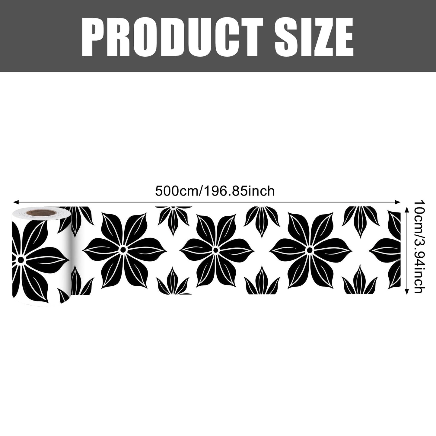 Nuxovilar Wallpaper Border Peel and Stick, Black & White Mosaic Pattern Self-Adhesive Wallpaper, PVC 3.94×16.4 Ft, Ideal for Bathroom, Accent Walls, Modern Decor