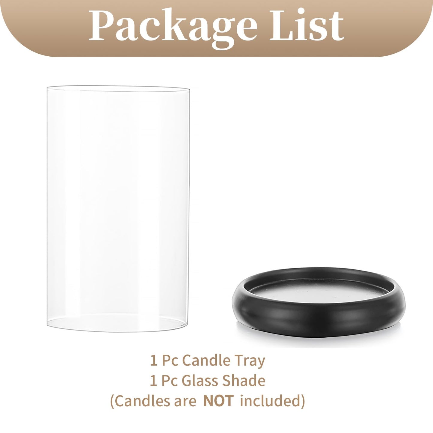 Sziqiqi Black Hurricane Candle Holder - Clear Glass Pillar Candle Holder Cylinder Lantern with Metal Tray for Mantel Fireplace Coffee Dining Table Decorative Table Centerpieces for Christmas Wedding