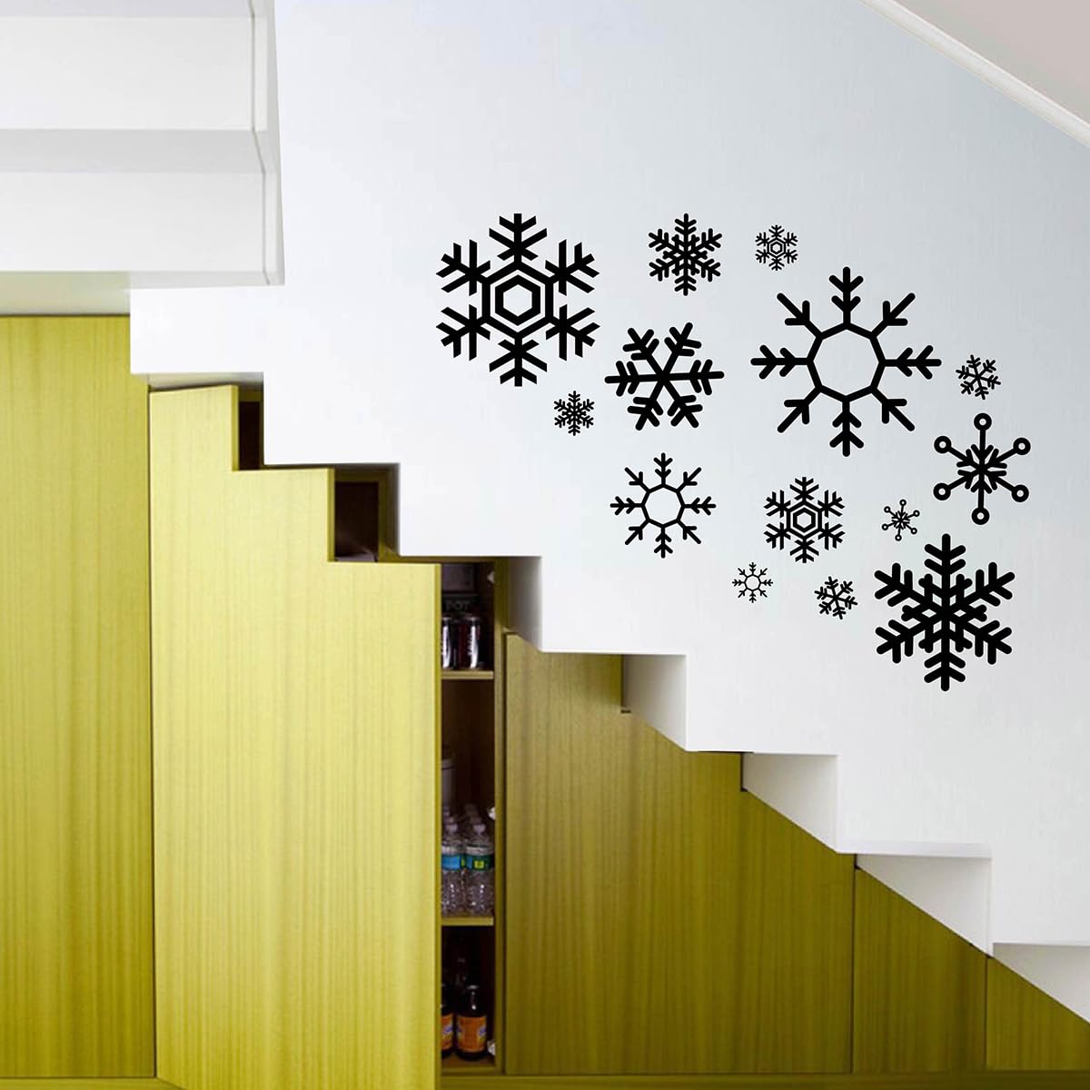 Large Snowflake Wall Decor Stickers Merry Christmas Room Decoration Christmas Gifts Wall Decals GA338 (Black)