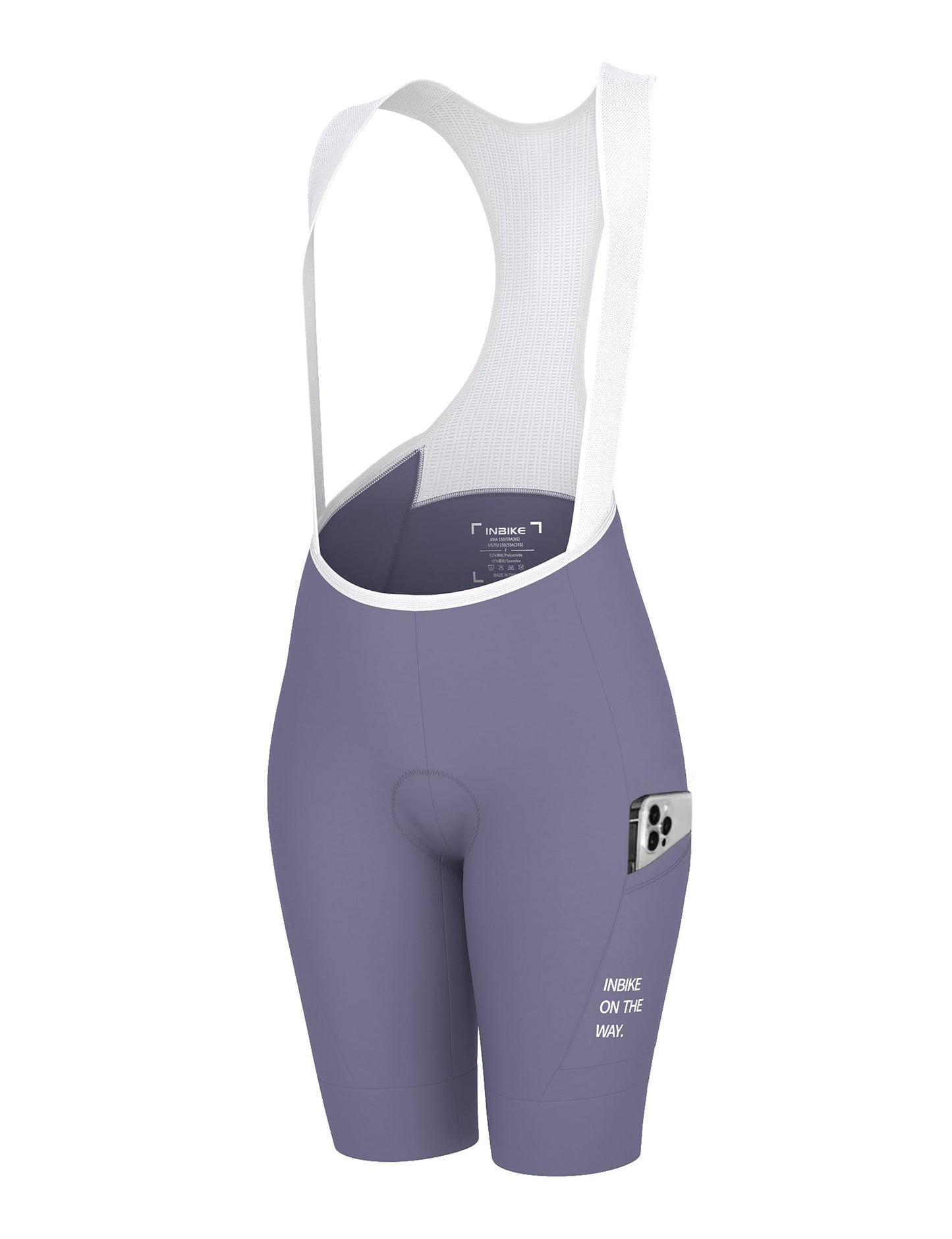 INBIKE Padded Cycling Bibs Women Bike Shorts with Pocket Biking Bibs for Spinning Road Bike MTB Purple Large