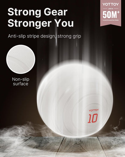 YOTTOY Medicine Ball for Exercise-slam Ball for 6&10&15 lb,Non Slip Grip,Durable Construction,Sand Filling Training,Workout,Gym for Man&Woman (Ivory White, 15lb)