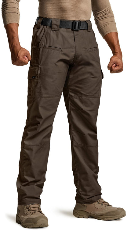 CQR Men's Tactical Pants, Water Resistant Ripstop Cargo Pants, Lightweight EDC Work Hiking Pants, Outdoor Apparel, Raider Dark Brown, 30W x 30L