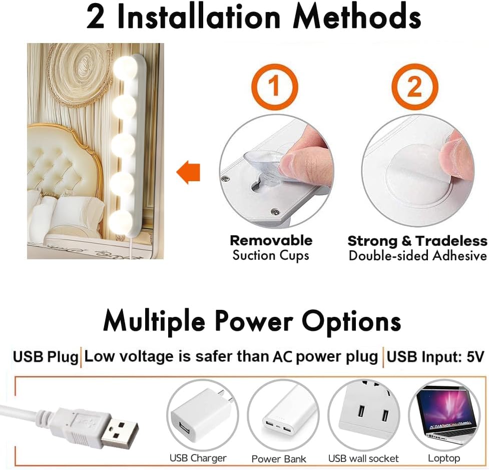 Makeup Light,Portable Led Vanity Lights with 3 Colors Lighting Mode Adjustable & Dimmable for Vanity Table Dressing Room Mirror