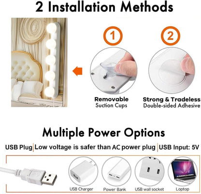 Makeup Light,Portable Led Vanity Lights with 3 Colors Lighting Mode Adjustable & Dimmable for Vanity Table Dressing Room Mirror