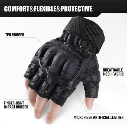 WTACTFUL Fingerless Tactical Gloves for Men Airsoft Paintball Bike Cycling Motorcycle Motorbike Hunting Hiking Work Outdoor Half Finger Gloves Black M