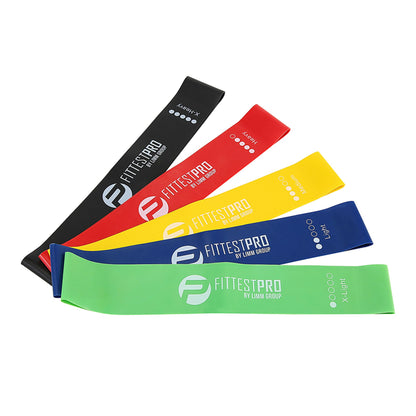 Limm Resistance Loop Exercise Bands - Set of 5 Stretch Bands for Working Out with Instruction Guide & Carry Bag - Elastic Band for Home Workout & Physical Therapy for Women and Men 12" x 2"