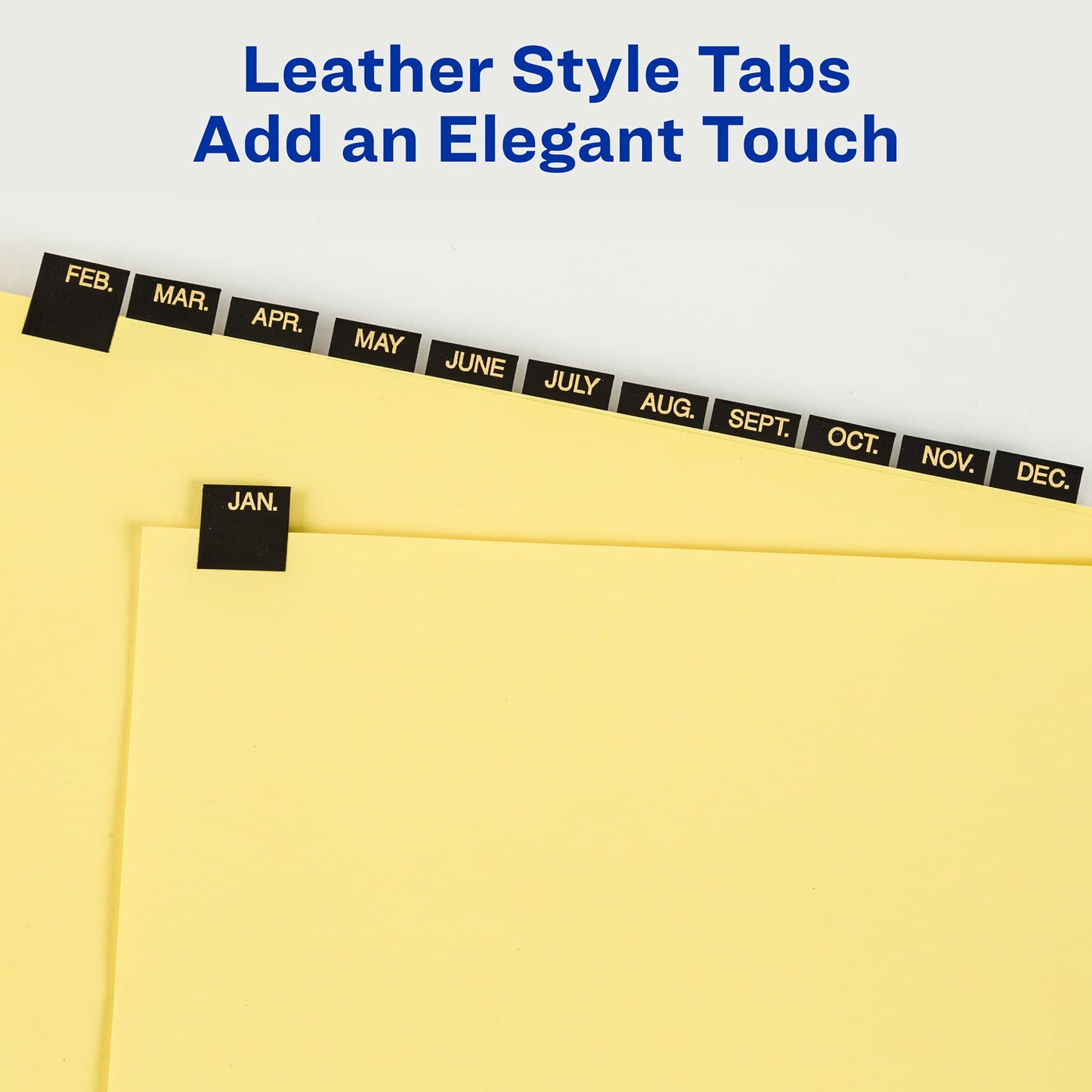 Avery Jan-Dec Dividers for 3 Ring Binders, 12 Tabs per Set, Pre-Printed Black Leather Tabs, Great for Organizing Records, Reports, Finances, and Other Important Documents (3 Sets of 26180)