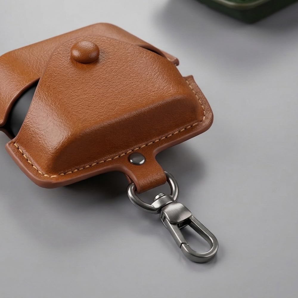 for Sony WF-1000XM6 Leather Case with Keychain Lock, Stylish Retro PU Leather Wireless Charging Earbuds Protective Cover for WF-1000XM6 (2026) for Women Men (Black)