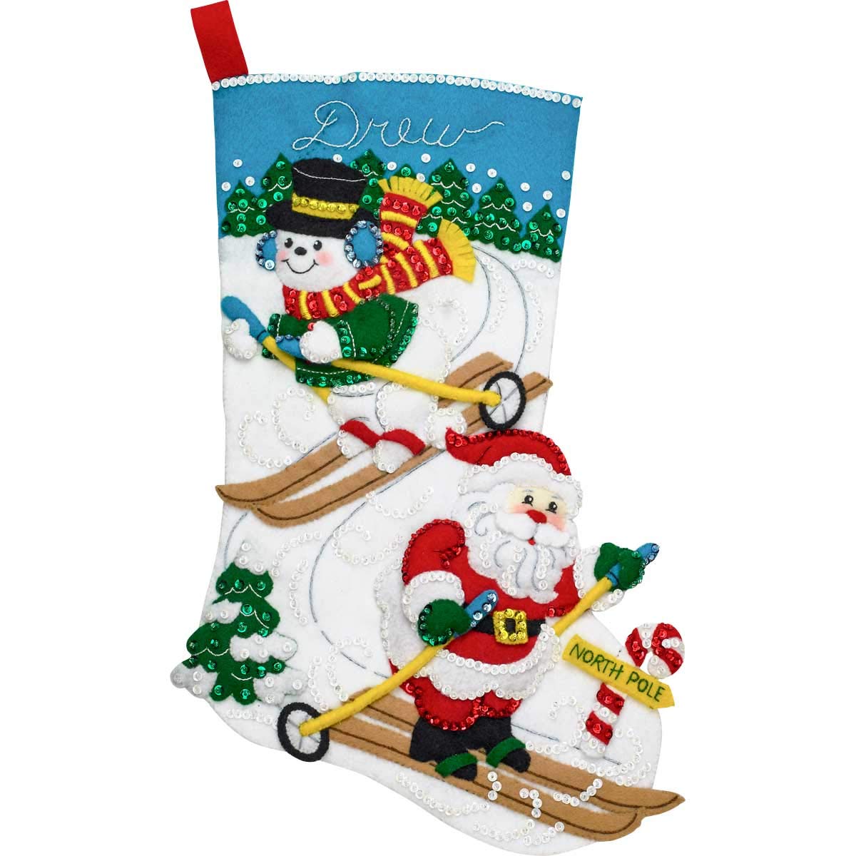 Bucilla 86932E Felt Applique Kit 18" Stocking, Downhill Skiers