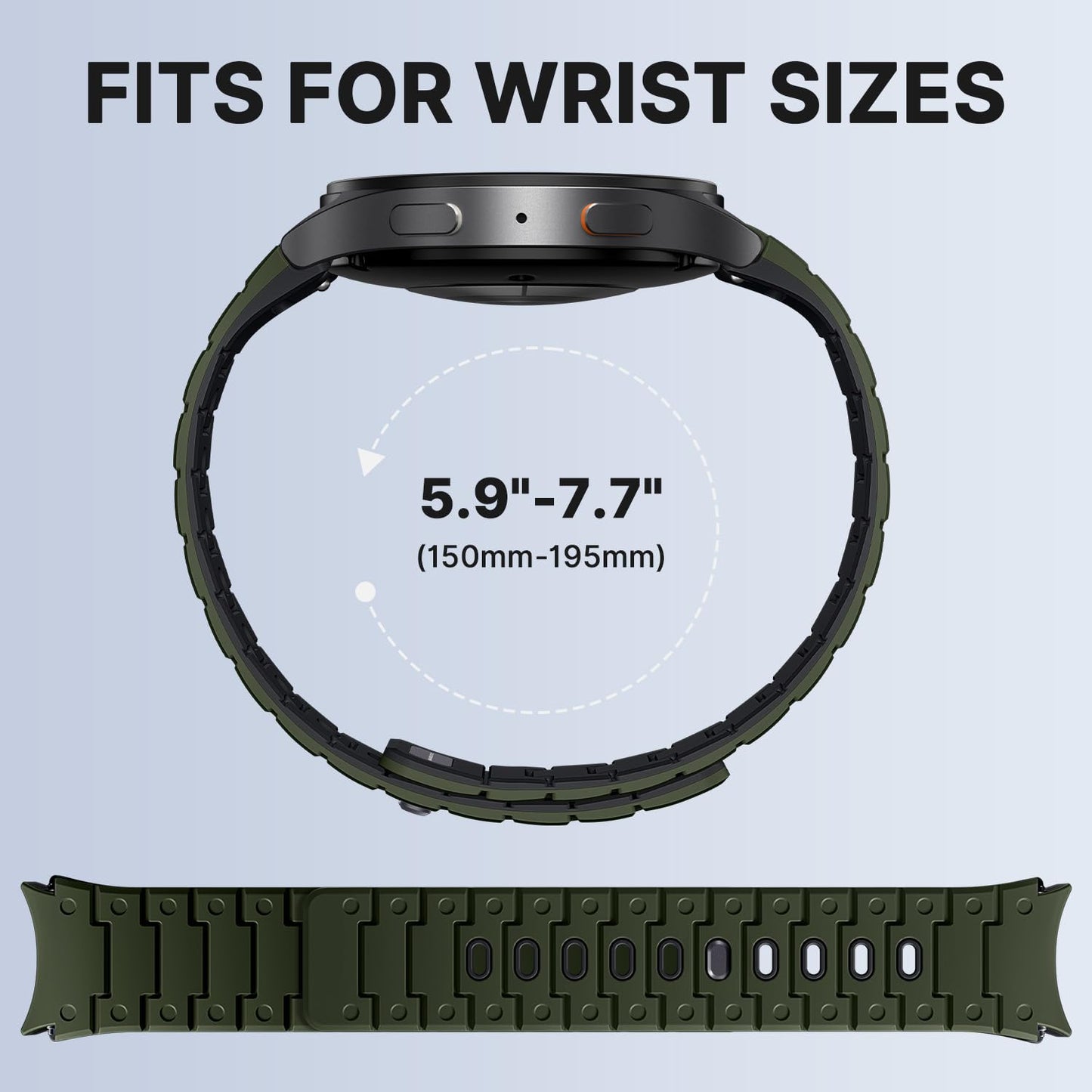 Bandletic Silicone Magnetic Band Compatible with Samsung Galaxy Watch 7 6 5 4 FE 40mm 44mm/Watch 6 4 Classic 43mm 47mm 42mm 46mm/Watch 5 Pro 45mm, 20mm No Gap Soft Sport Strap for Men Women