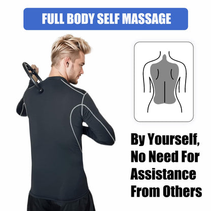 Trigger Point Massager & Back Cane- Deep Tissue Back Massage Tool for Muscle Knot Pain Relief (Back, Neck, Shoulder, Legs & Feet), Handheld Self Massage Cane with S-Shaped Dual-Section Design(Black)