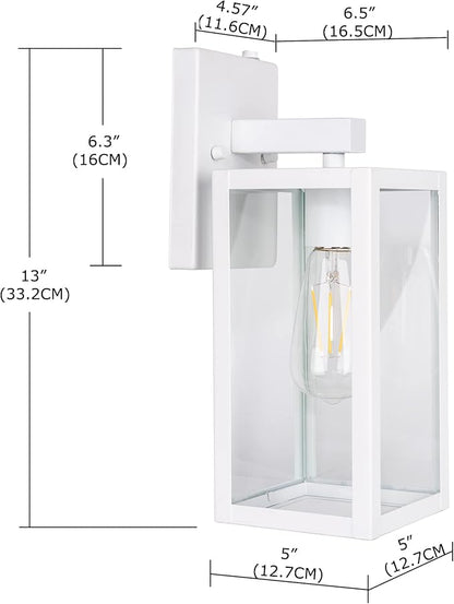 GRUENLICH Dusk to Dawn Large Outdoor Wall Lantern, Wall Sconce as Porch Lighting Fixture, E26 Base Max 60W, Metal Housing with Glass Shade (White, 1-Pack)