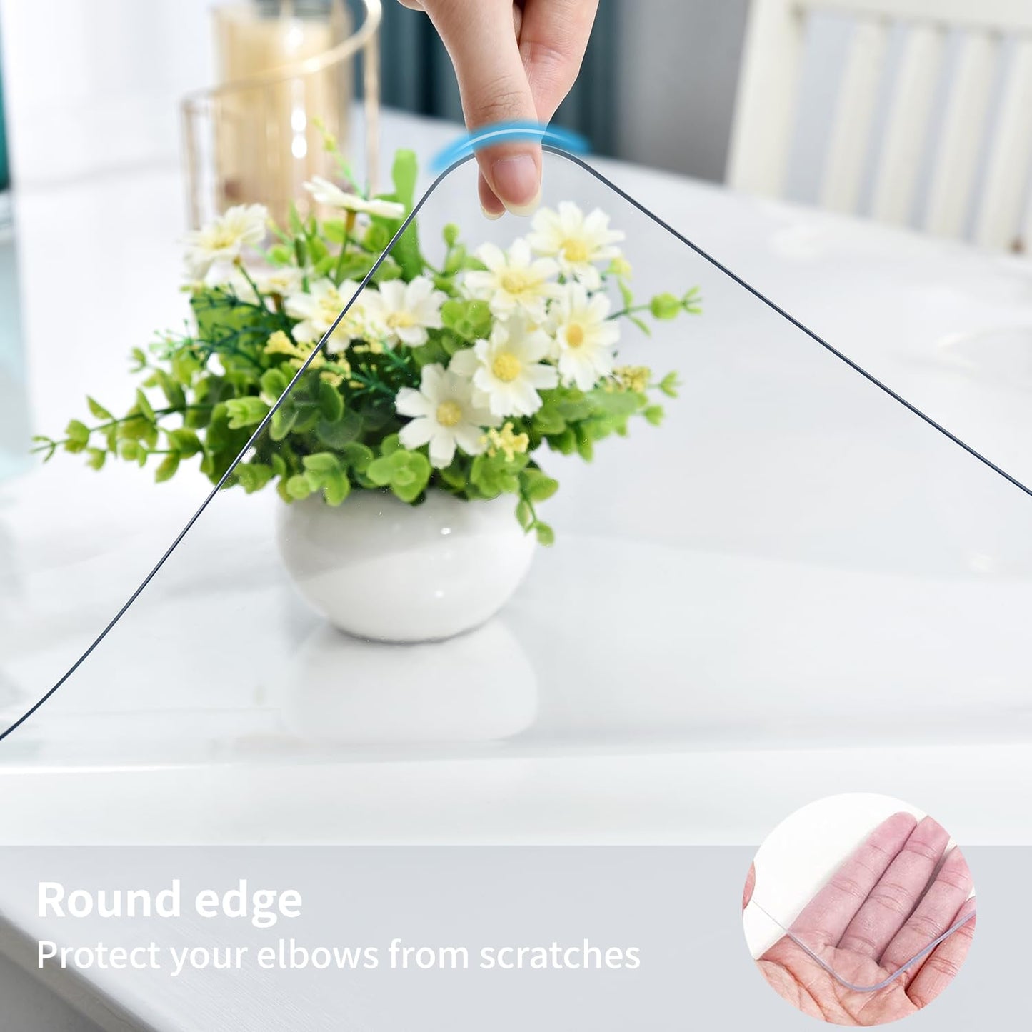 LBJFYHJN Clear Desk Mat, Non-Slip PVC Desk Protector Mat with Round Edge, Heat Resistant & Waterproof Clear Desk Writing Mat for Home and Office (23.6"*15.7")