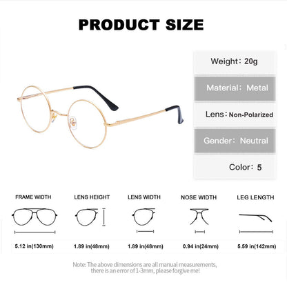 EYLRIM Round Blue Light Blocking Glasses for Women Men Circle Clear Lens Metal Frame Eyeglasses Non Prescription(A1 Gold)