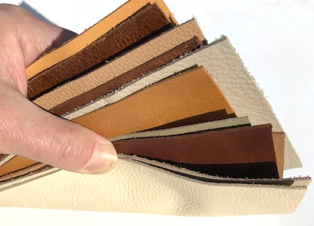 Upholstery Leather Scraps Shapes 5" x 8" 12 Pieces Import Exotic Earthtones