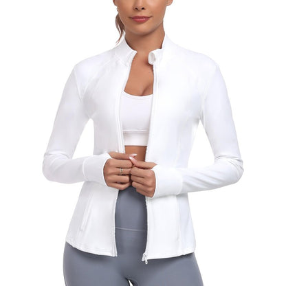 Zyrulix Women's Athletic Full Zip Lightweight Workout Jacket With Pockets Running Yoga Sportwear With Thumb Holes