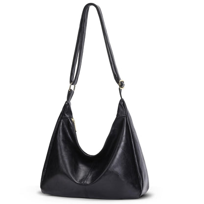 AnBlack Shoulder Bags for Women Leather Crossbody Bags Slouchy Hobo Bag Purse Daily Slouchy Tote Purses(Black)