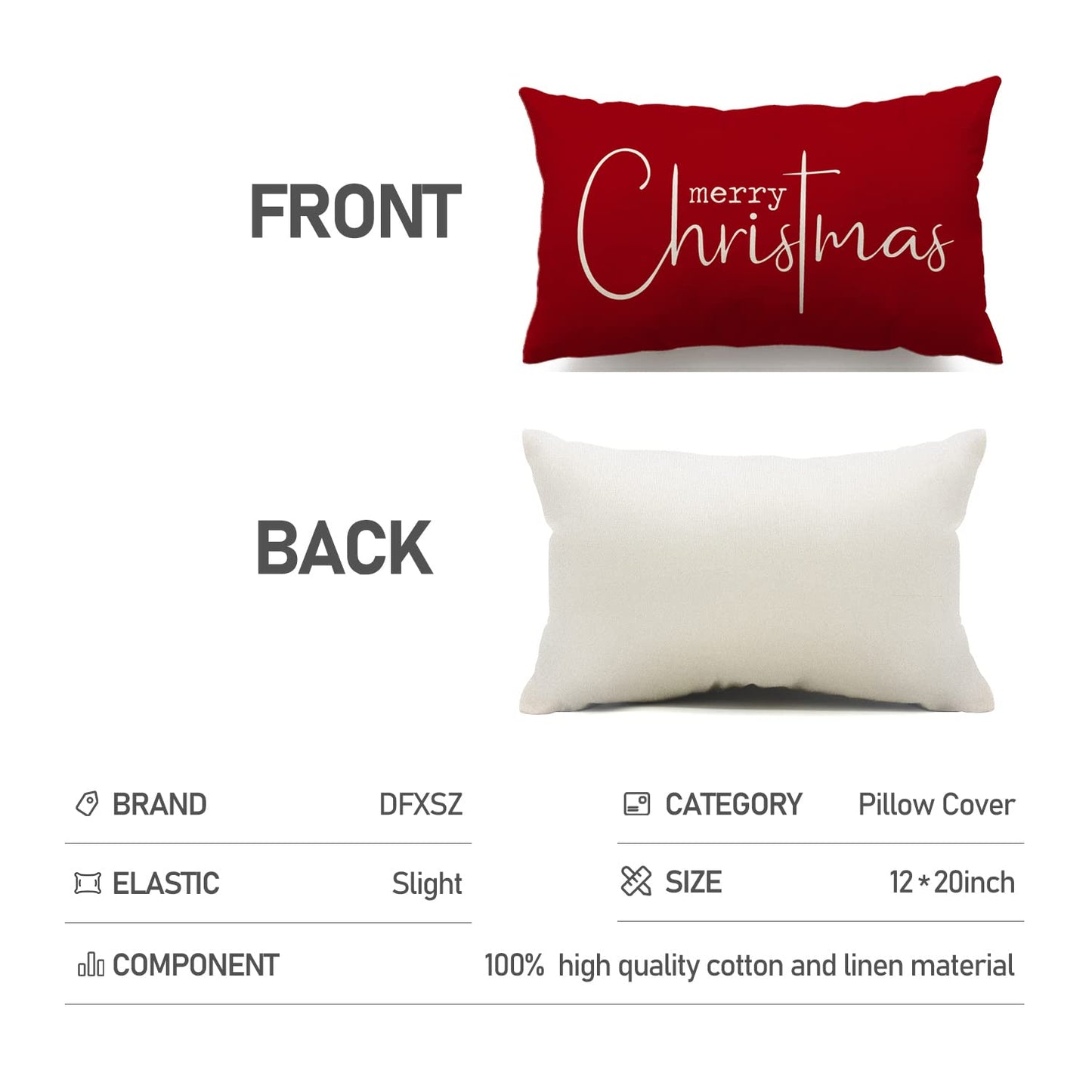 DFXSZ Christmas Throw Pillow Covers 12x20 Inch Set of 2 Merry Christmas Farmhouse Decorations Believe Holiday Decor Throw Cushion Case for Home Couch