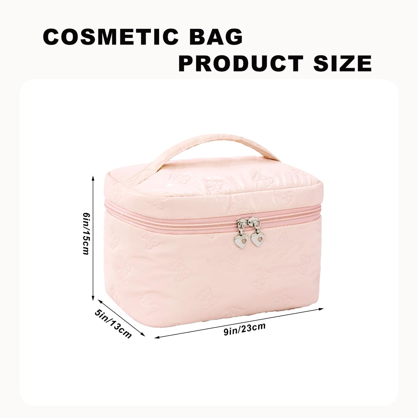 Alamealle Large Cosmetic Bags Travel Makeup Bag with Mesh Pocket Portable Cute Toiletry Bag Aesthetic Make Up Organizer with Handle for Women Girls Girls (Pink)