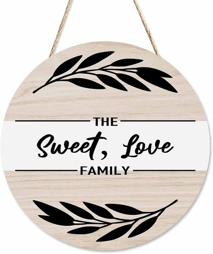 Front Door Welcome Wreath The Sweet,Love Family 12inch Vertical Wooden Front Door Wreaths for Home Decor