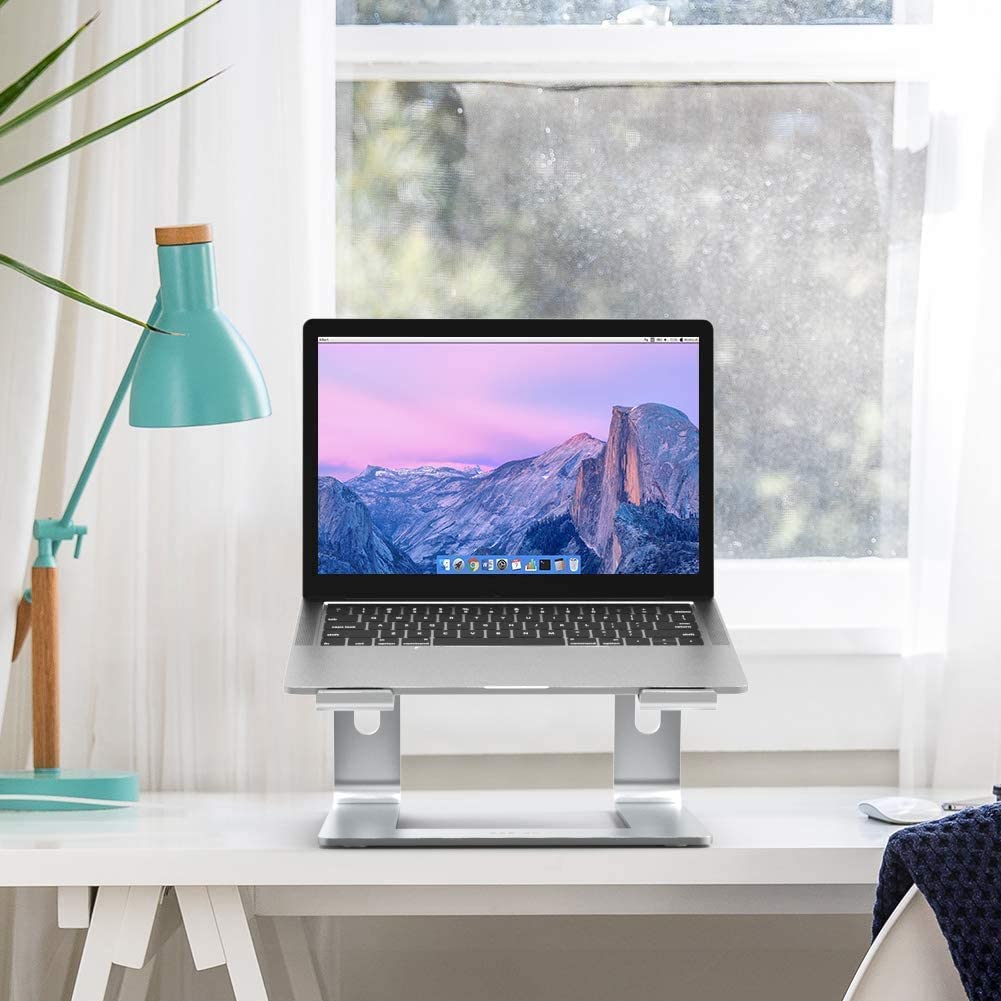BESIGN LS03 Aluminum Laptop Stand, Ergonomic Detachable Computer Stand, Notebook Riser, Laptop Mount Compatible with Air, Pro, Dell, HP, Lenovo More 10-15.6" Laptops, Silver