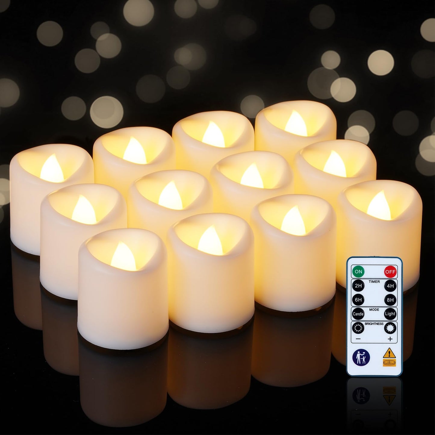 5plots 12-Pack 400+Hours Remote Control Candles, Votive Candles with 2/4/6/8H Timer, Battery Operated Tealights for Party, Table Centerpiece, Home Decor, Halloween, Thanksgiving, Christmas