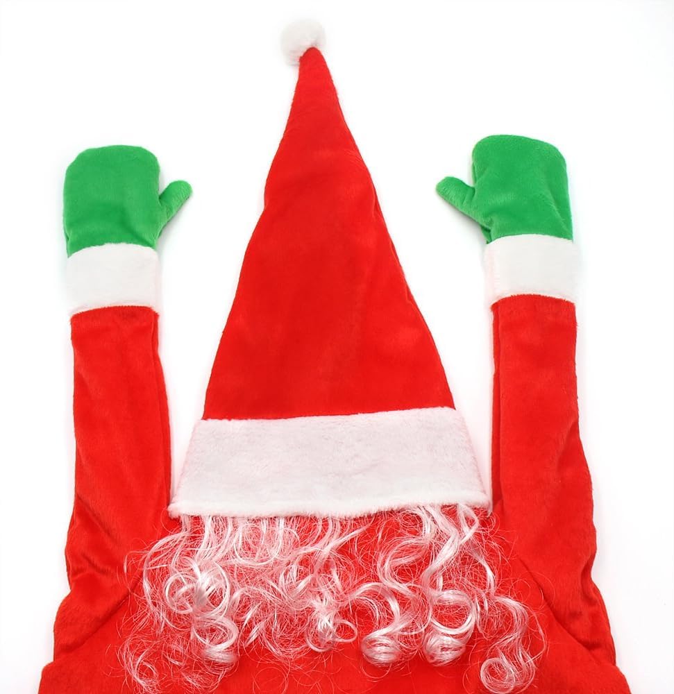 YEAHBEER 4.92 FT Christmas Hanging Santa Claus,Christmas Outdoor Decoration for Gutter or Roof/Chimney/Tree/Porch