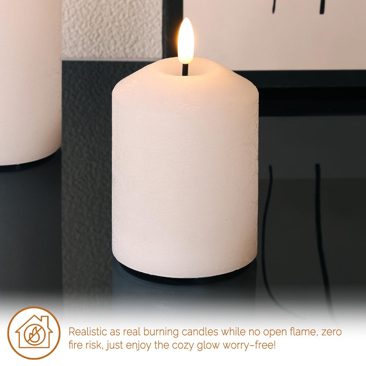 Girimax White Flameless Pillar Candles with Remote, Real Wax LED Candles Battery Powered Flickering Set of 3